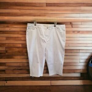 Soft Surroundings Womens 20W Ultimate Denim High Rise Skinny Pedal Pushers White